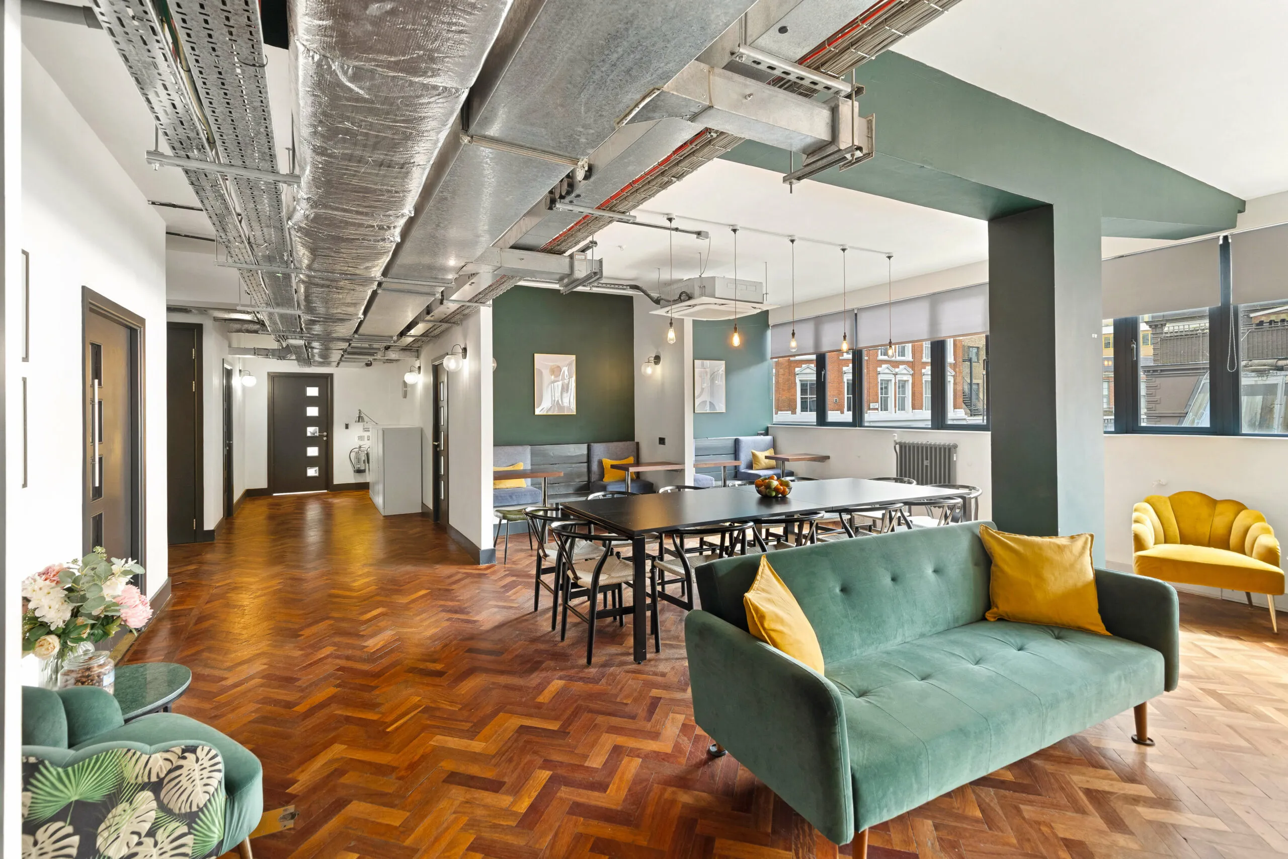 Shared workspace and breakout area at The Old Street WorkRooms.